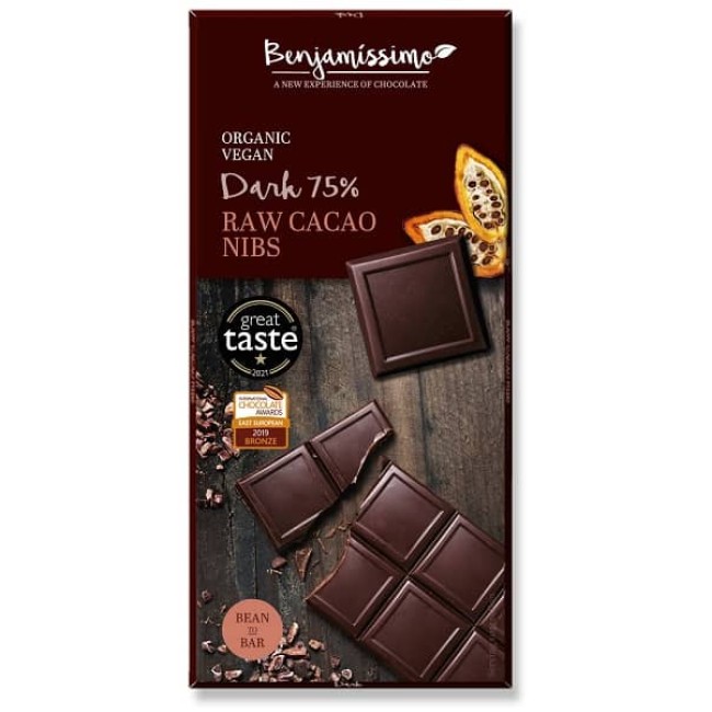 Ciocolata cu cacao nibs bio 70g Benjamissimo